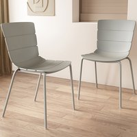 Arta Plastic Dining Chairs In Pair - Grey
