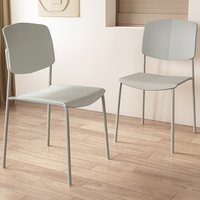 Arta Grey Straight Plastic Dining Chairs - Pair