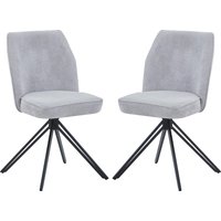 Arta Fabric Dining Chairs In Pair - Light Grey