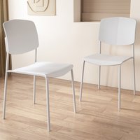 Arta White Straight Plastic Dining Chairs - Pair