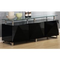 Aruba Glass Top Sideboard In Black High Gloss With 3 Doors Aruba Glass Top Sideboard In Black High Gloss With 3 Doors