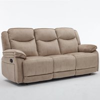 Arvexo Fabric Manual Recliner 3 Seater Sofa in Light Brown