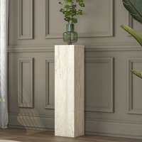 Aserio Large Wooden Side Table in Travertine Marble Effect