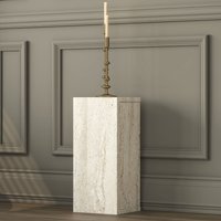 Aserio Small Wooden Side Table in Travertine Marble Effect
