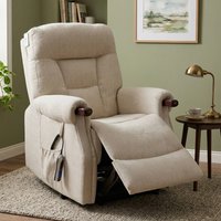 Aseris Fabric Dual Motor Lift Tilt Recliner Chair in Beige