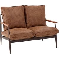 Ashbling Upholstered 2 Seater Leather Sofa In Brown