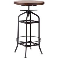 Ashbling Wooden Bar Table With Black Metal Frame In Natural