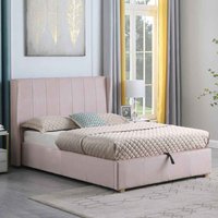 Ashburton Velvet Ottoman Storage Double Bed in Pink