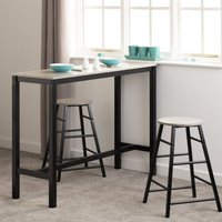 Alsip Concrete Effect Wooden Breakfast Bar Table With 2 Stools