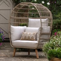 Atmore Outdoor Rattan Egg Chair With Cushion In Natural