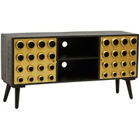 Atria Wooden TV Stand With 2 Doors In Black And Gold