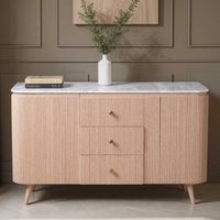 Attalla White Marble Top Sideboard With 2 Doors 3 Drawers In Natural