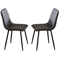 Attica Dark Grey Leather Dining Chairs - Pair