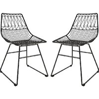 Auckland Black Metal Bistro Dining Chairs In Pair