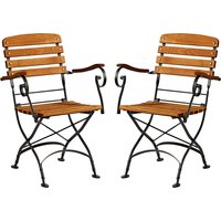 Auckland Brown Wooden Folding Armchair in Pair