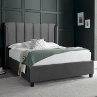 Augusta Velvet Ottoman Storage King Size Bed In Grey
