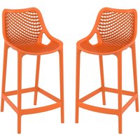 Aultas 65cm Orange Polypropylene Bar Stools In Pair