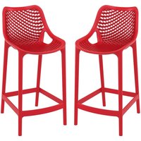 Aultas 65cm Red Polypropylene Bar Stools In Pair