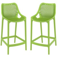 Aultas 65cm Tropical Green Polypropylene Bar Stools In Pair