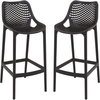 Aultas 75cm Black Polypropylene Bar Stools In Pair