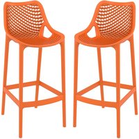 Aultas 75cm Orange Polypropylene Bar Stools In Pair