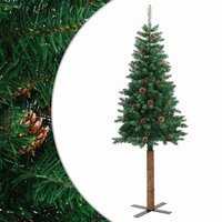 Aurelia 180cm PVC Christmas Tree With Real Wood and Cones - Green