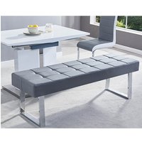 Austin Large Faux Leather Dining Bench In Grey