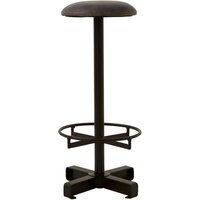 Australis Round Antique Blue Leather Bar Stool With Iron Base
