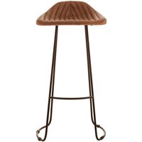 Australis Light Brown Leather Bar Stool With Iron Sled Base
