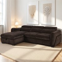 Avani Fabric Left-Handed Sofa Bed in Cocoa
