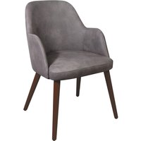 Avelay Faux Leather Bedroom Armchair In Steel Grey Vintage Elegance
