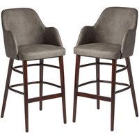 Avelay Steel Grey Vintage Faux Leather Bar Stools In Pair