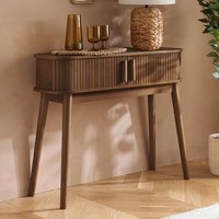 Avenel Wooden Console Table With 2 Sliding Doors In Walnut