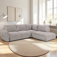 Avenyx Fabric Right-Handed Sofa Bed in Silver