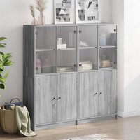 Avila Wooden Office Cabinet With 8 Doors In Grey Sonoma