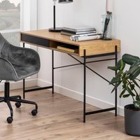 Avila Wooden Laptop Desk With 1 Sliding Door In Oak And Ash Black