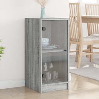 Avila Wooden Side Cabinet With 1 Glass Door In Grey Sonoma Oak