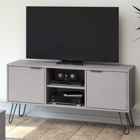 Avoch Wooden TV Stand With 2 Doors 2 Shelves In Grey