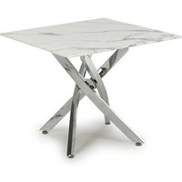 Avon End Table Square In White Marble Effect With Chrome Legs