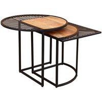 Avon Wooden Set Of 2 Side Tables With Black Frame In Natural