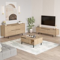 Avoris Wooden Living Room Furniture Set in Oak