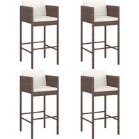 Avyanna Set Of 4 Poly Rattan Bar Chairs With Cushions In Brown