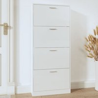 Axton High Gloss Shoe Storage Cabinet With 4 Flaps In White