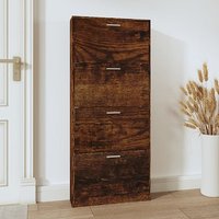 Axton Wooden Shoe Storage Cabinet With 4 Flaps In Smoked Oak