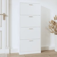 Axton Wooden Shoe Storage Cabinet With 4 Flaps In White