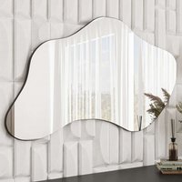 Azeila Wavy Organic Wall Mirror with Black Wooden Frame