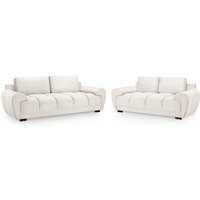 Aztec Plush Velvet 3+2 Seater Sofa Set In Cream