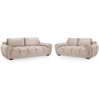 Aztec Plush Velvet 3+2 Seater Sofa Set In Mocha