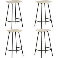 Azul Set Of 4 Wooden Bar Stools With Black Frame In Natural