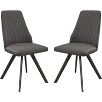 Azure Dark Grey Leather Dining Chairs In Pair